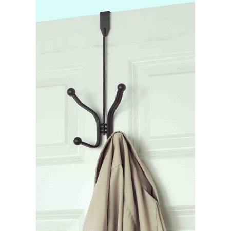 HOME BASICS Curved Over the Door Double Hanging Hook, Bronze DH41128